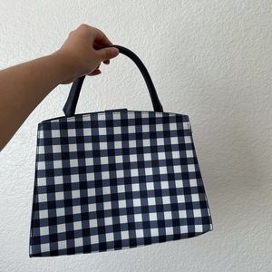 Navy blue gingham purse